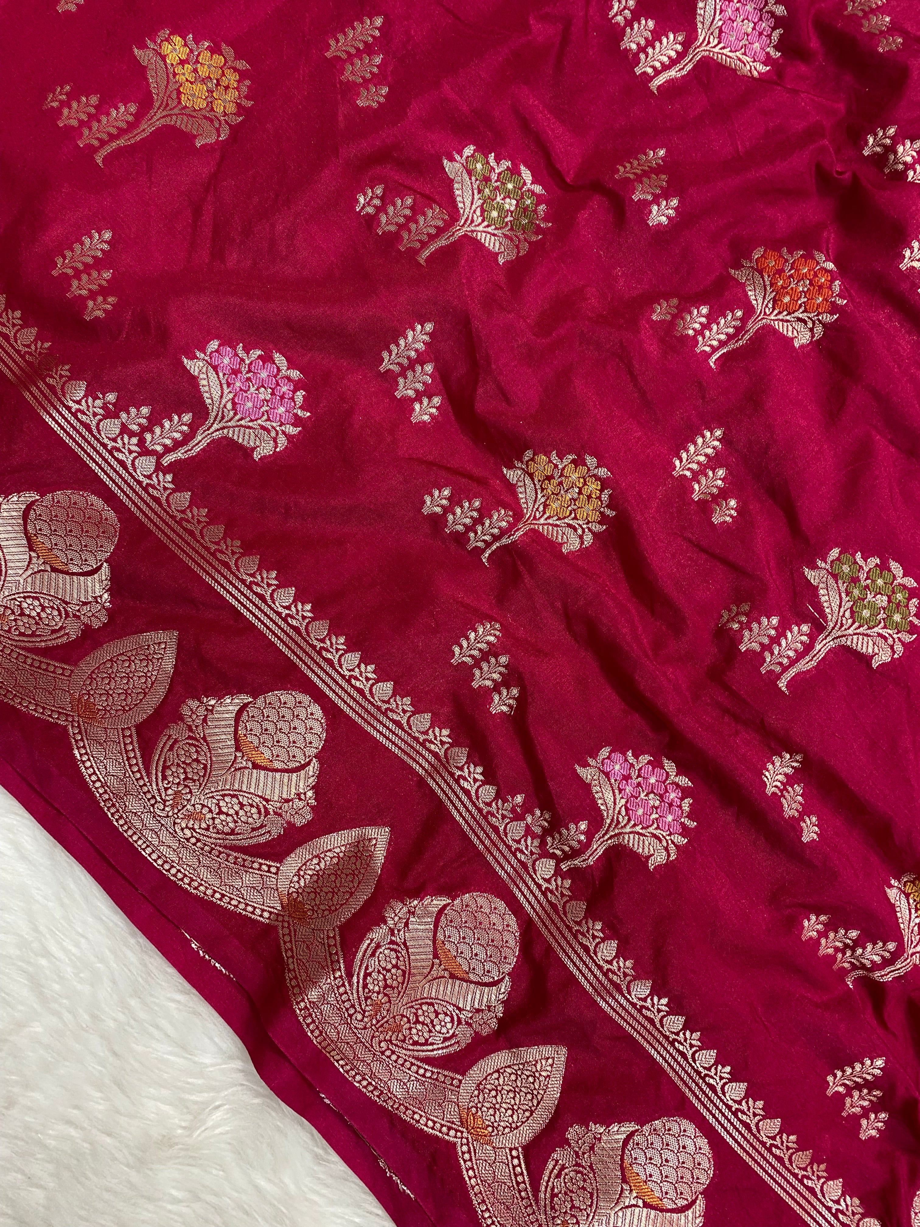 Rani Color monga Silk Banarasi Saree