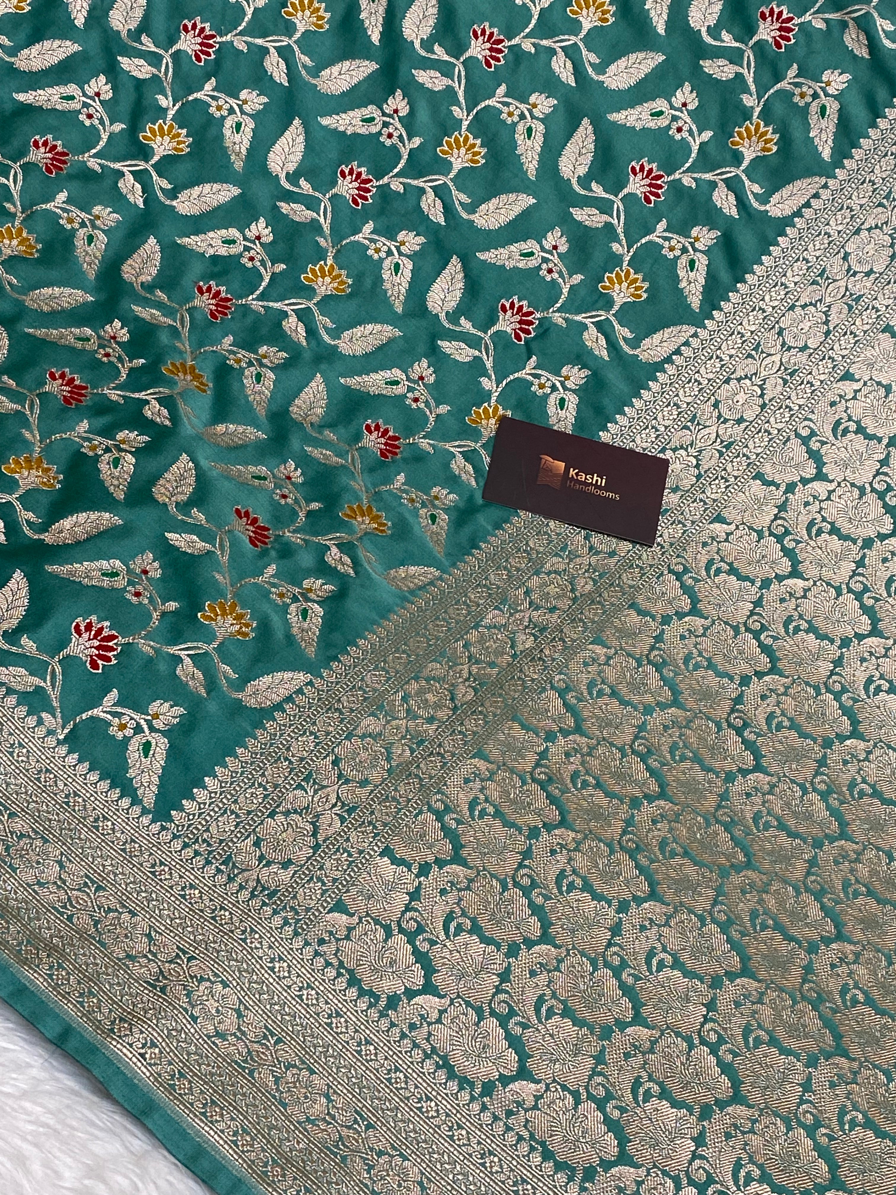 Sea Green Mashru Silk Banarasi Saree