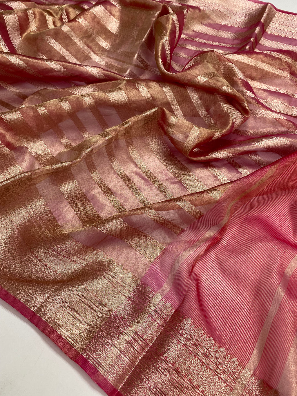 Dark Pink Tissue Silk Banarasi Saree