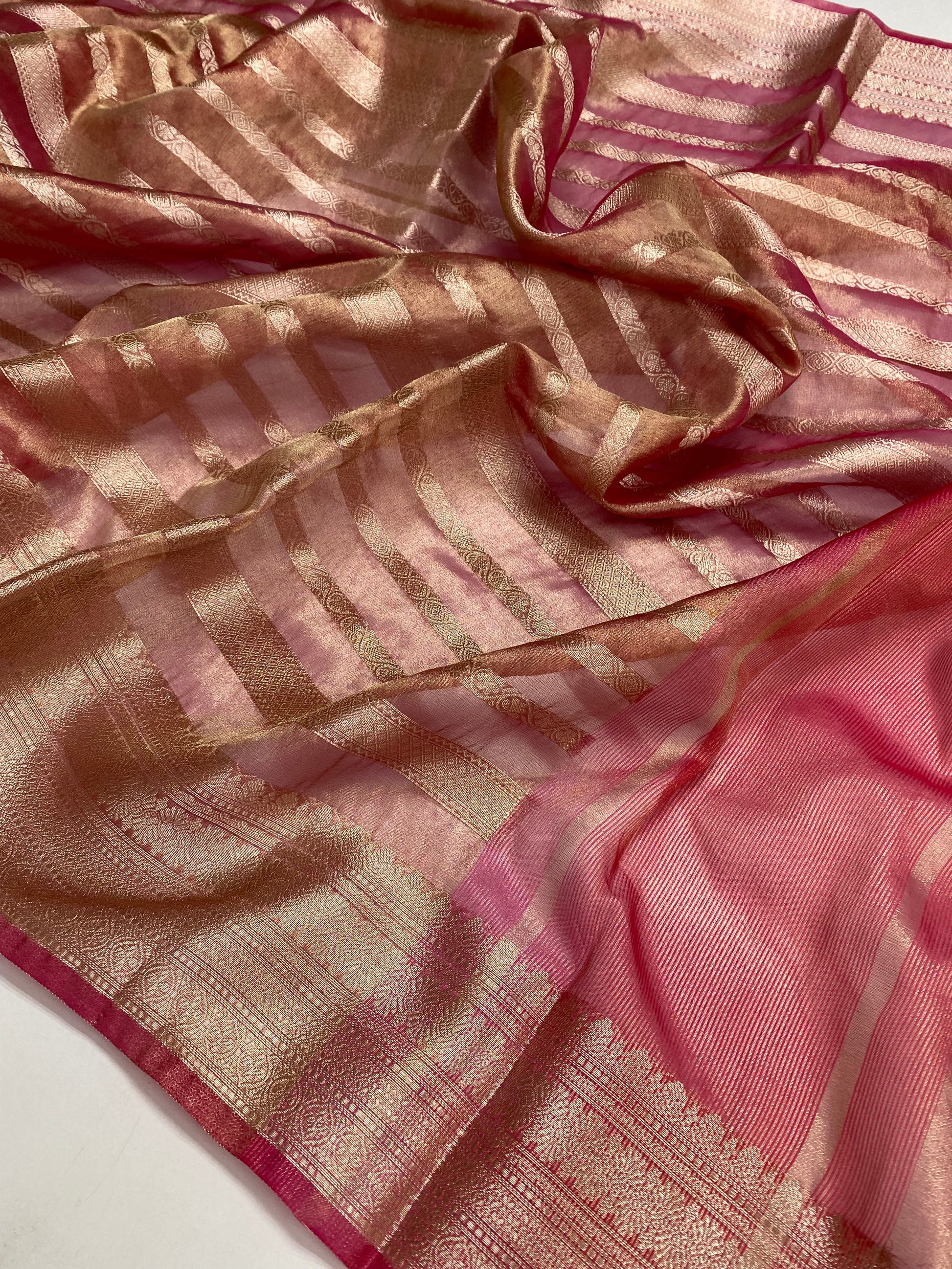Dark Pink Tissue Silk Banarasi Saree