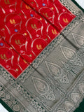 Red monga Silk minakari Banarasi Saree