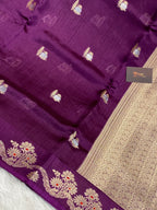 100% pure viscose Magenta Color Banarasi Saree