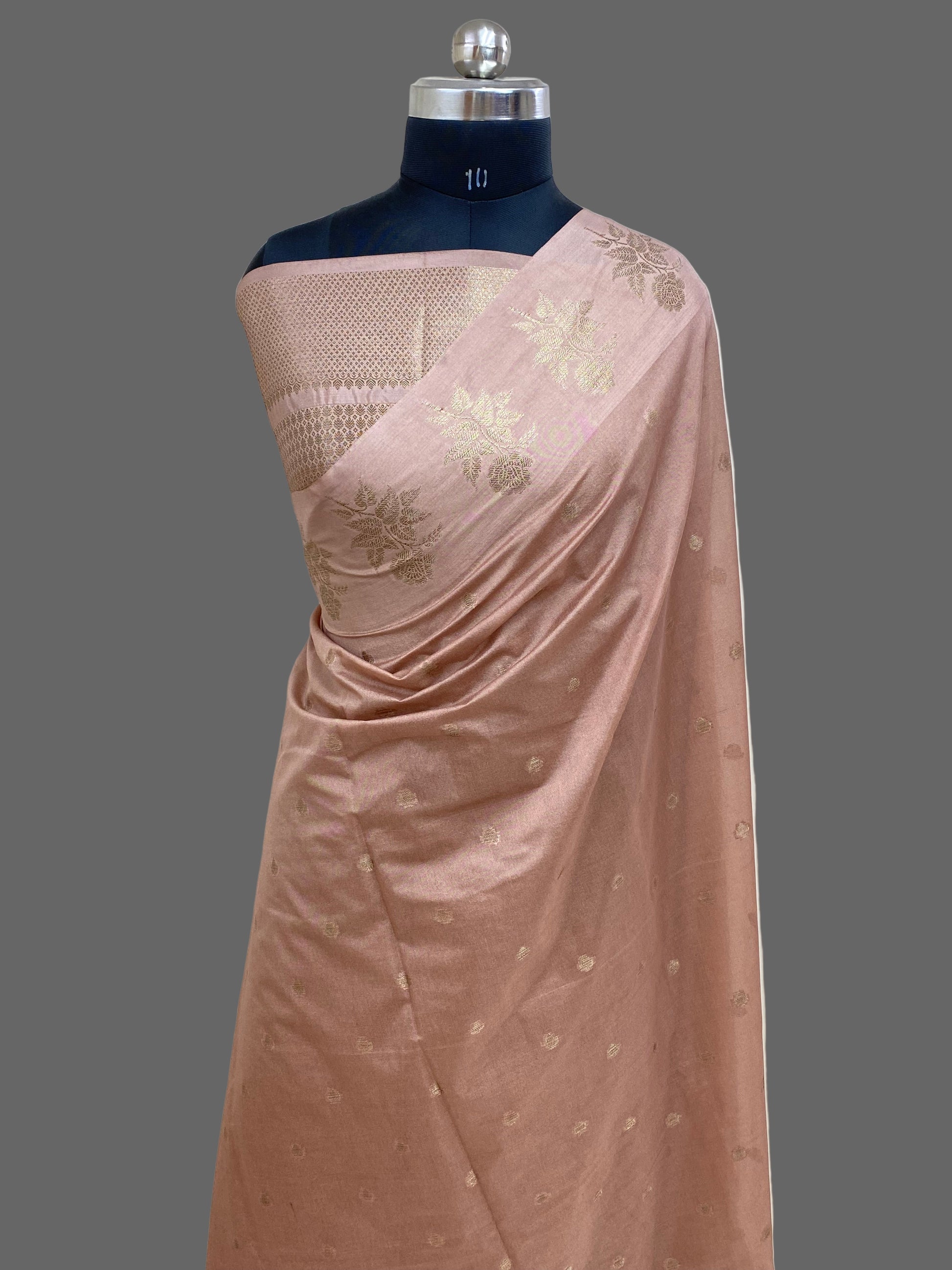 Peach Semi Georgette Banarasi Saree