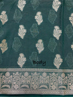 Green Royal silk zari strip Banarasi saree