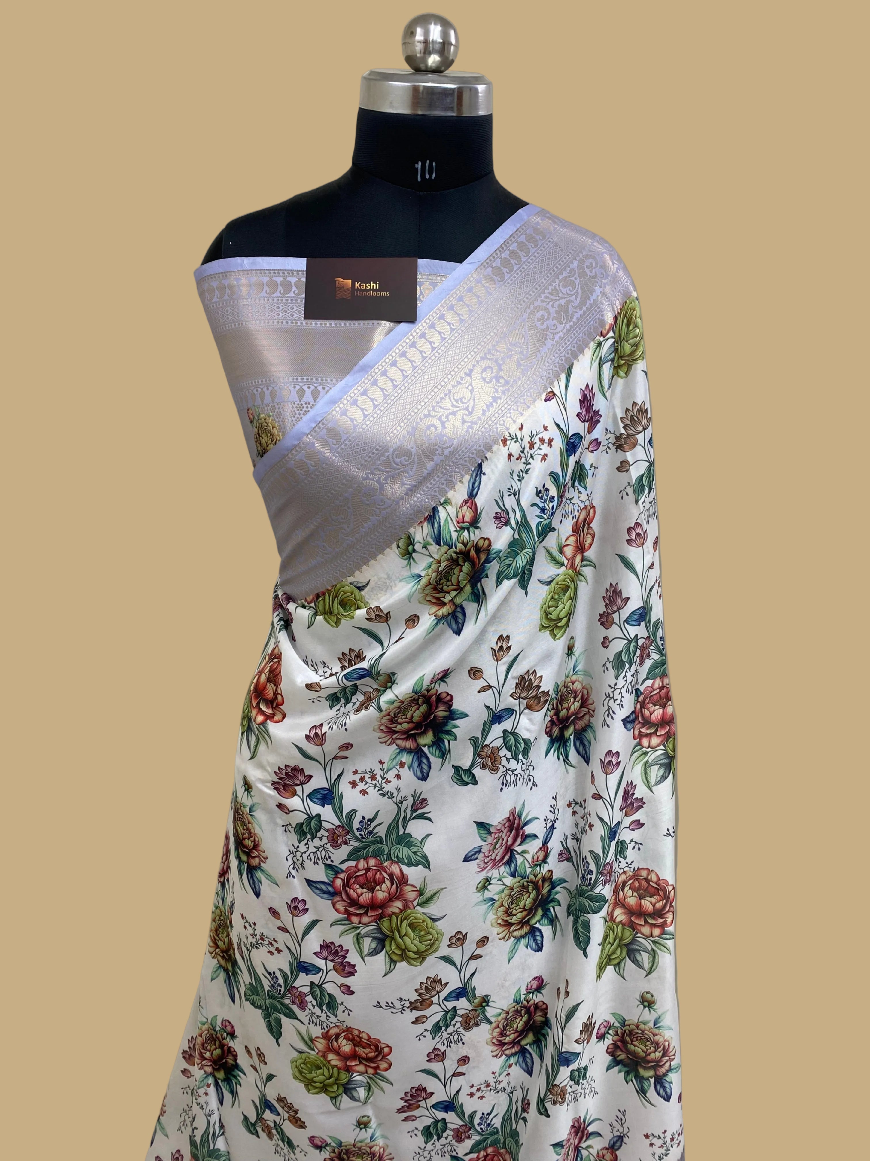 Semi silk digital print Banarasi saree