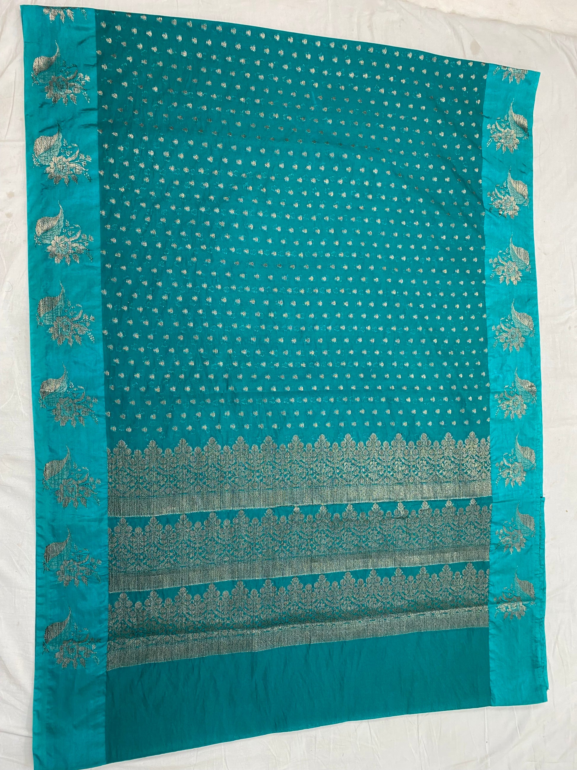 Teal Greem Georgette Banarasi Saree