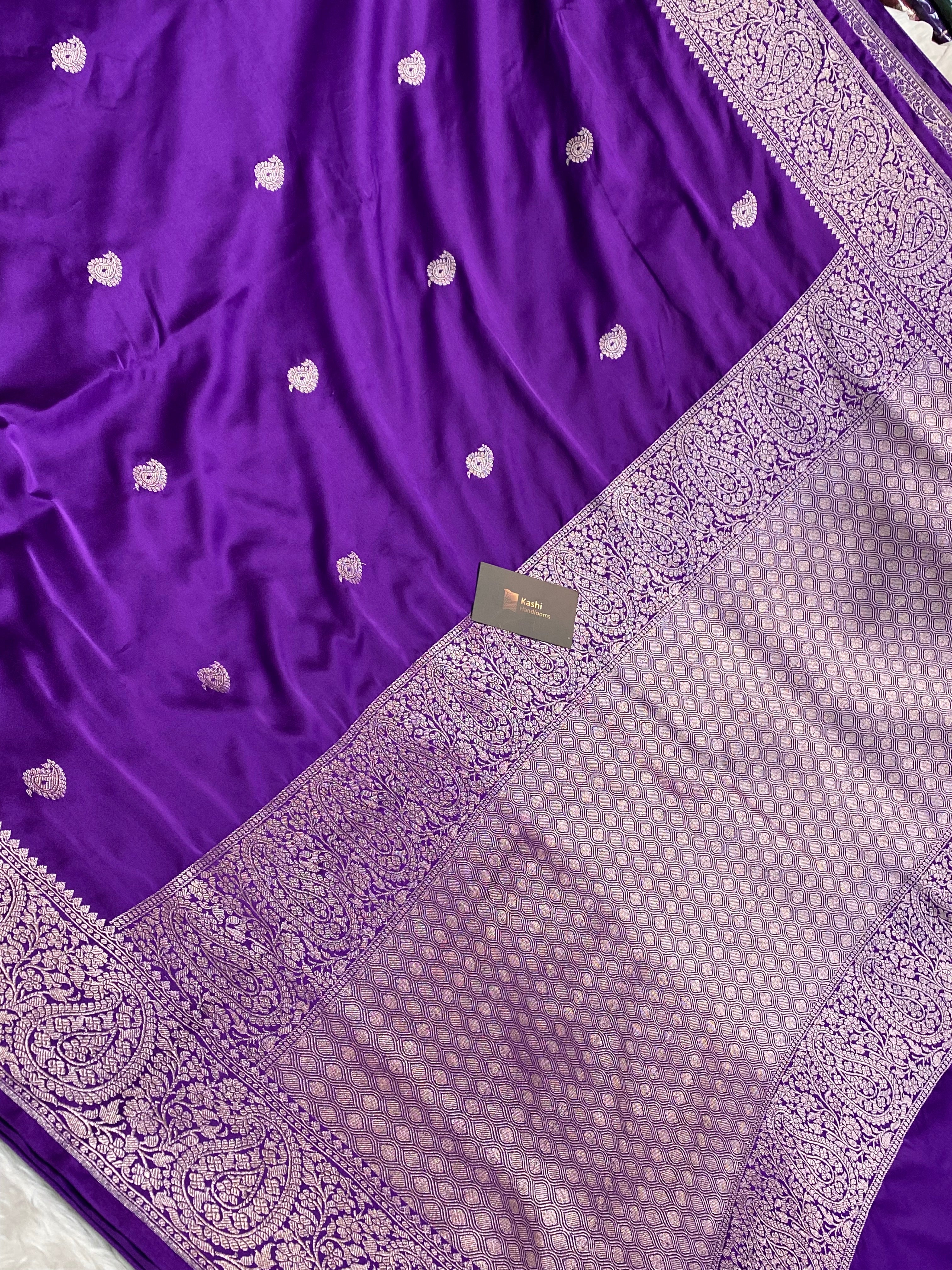 Purple Mashru Silk Banarasi Saree