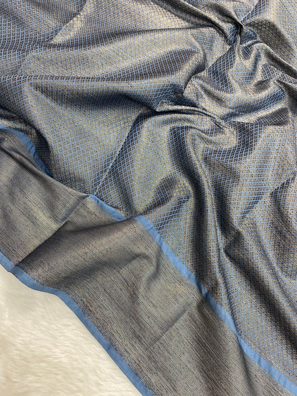 Steel Grey Semi Georgette Banarasi Saree