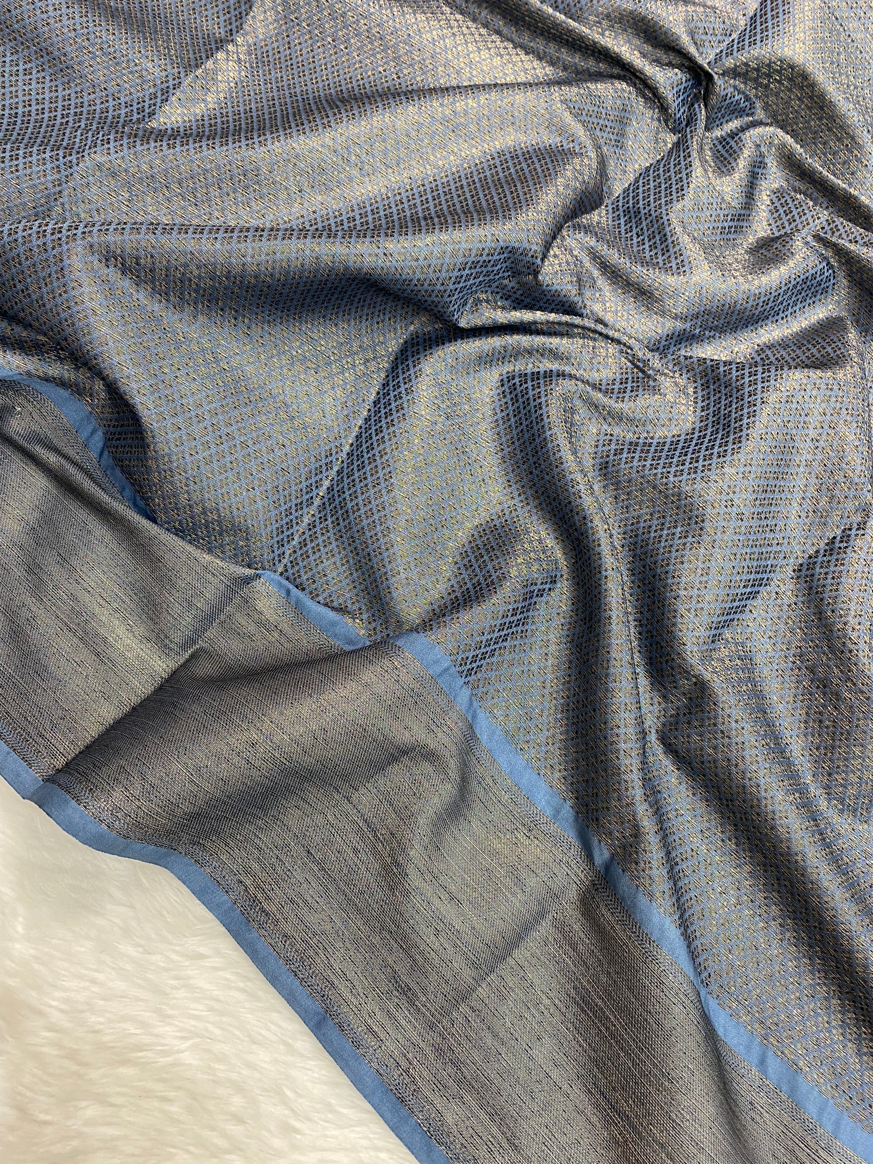 Steel Grey Semi Georgette Banarasi Saree