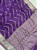 Purple semi Raw mango Banarasi Saree