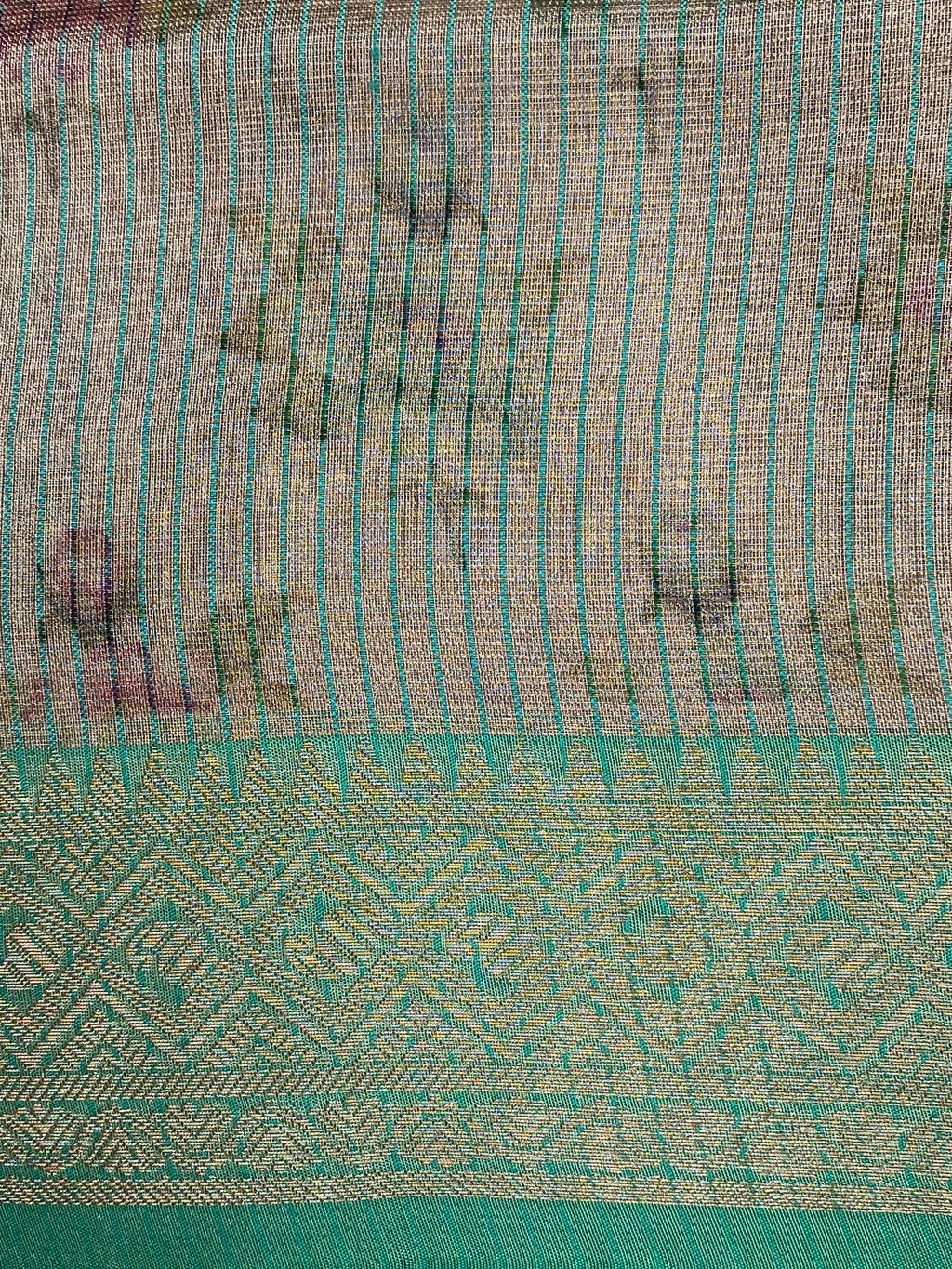 Sea Green Tissue with Digital Print Banarasi Saree