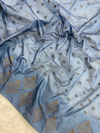 Steel Grey Semi Georgette Banarasi Saree