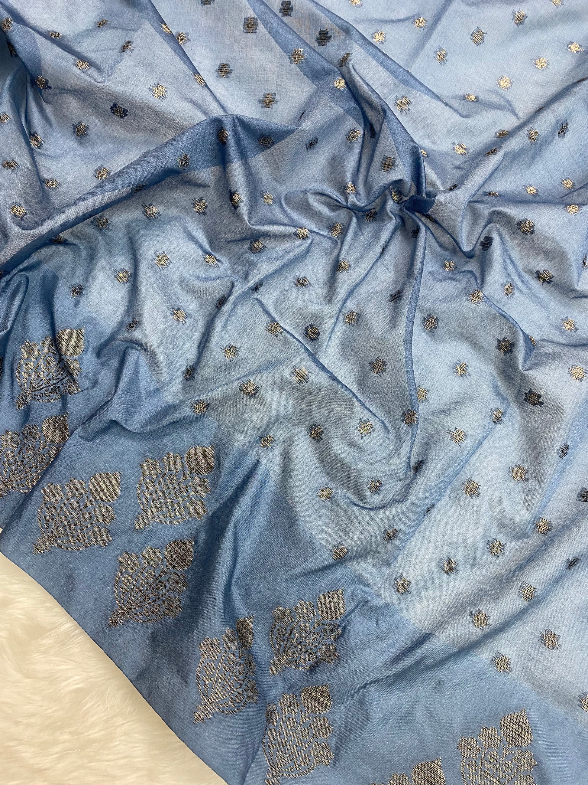 Steel Grey Semi Georgette Banarasi Saree