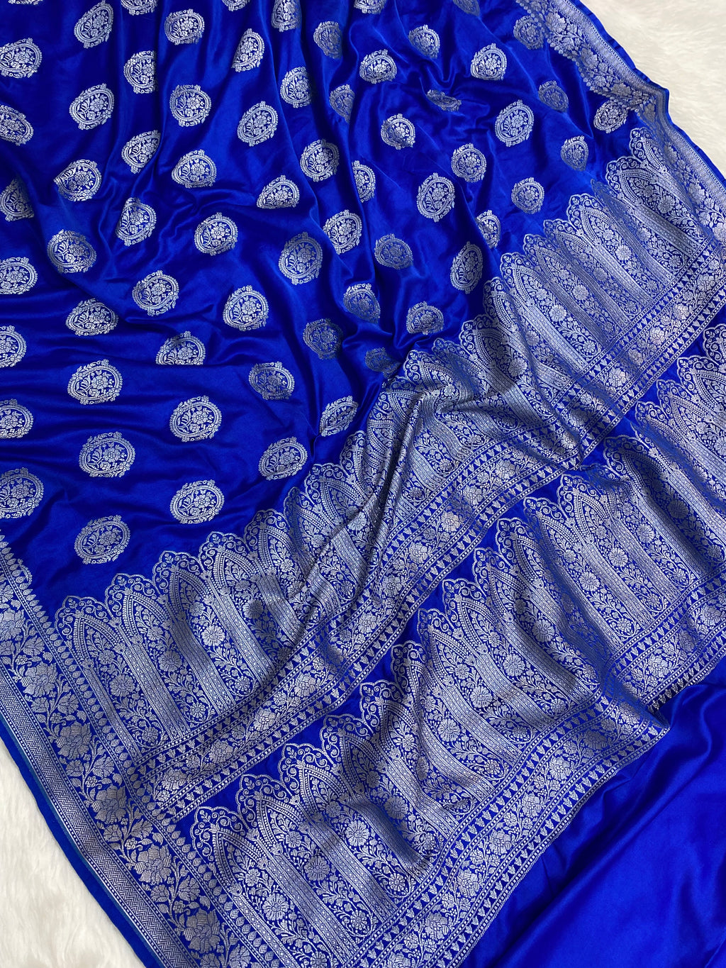 Royal Blue Mashru Silk Banarasi Saree