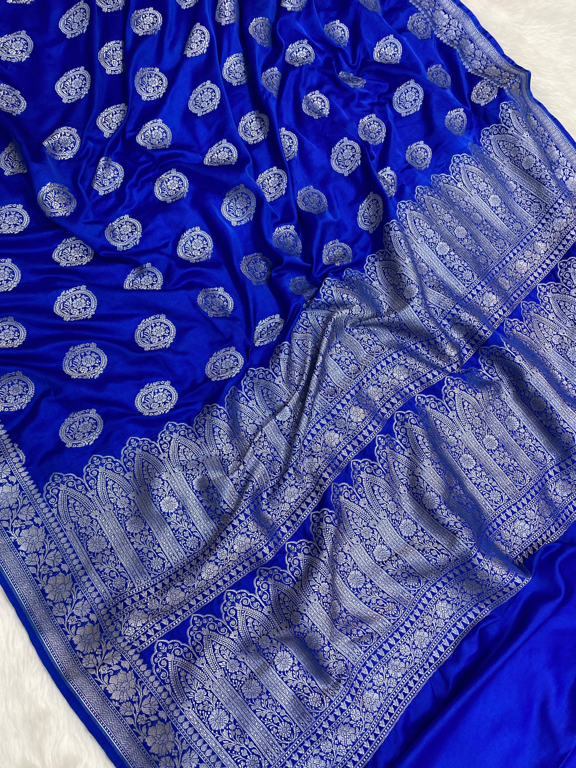 Royal Blue Mashru Silk Banarasi Saree