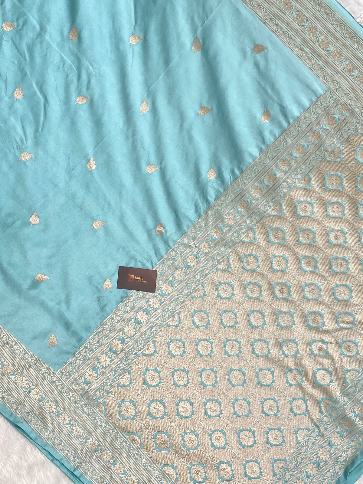 Firozi Mashru Silk Banarasi Saree