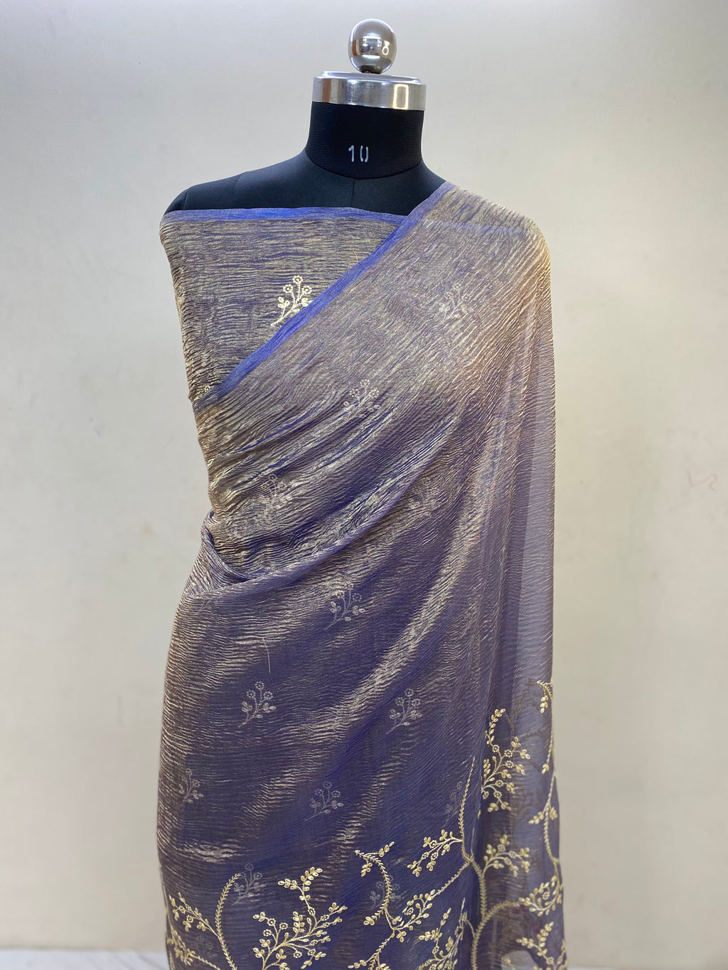 Pure Tissue Silk with hand Lace work Embroidery Banarasi Saree