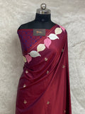 Wine Mashru Silk Banarasi Saree