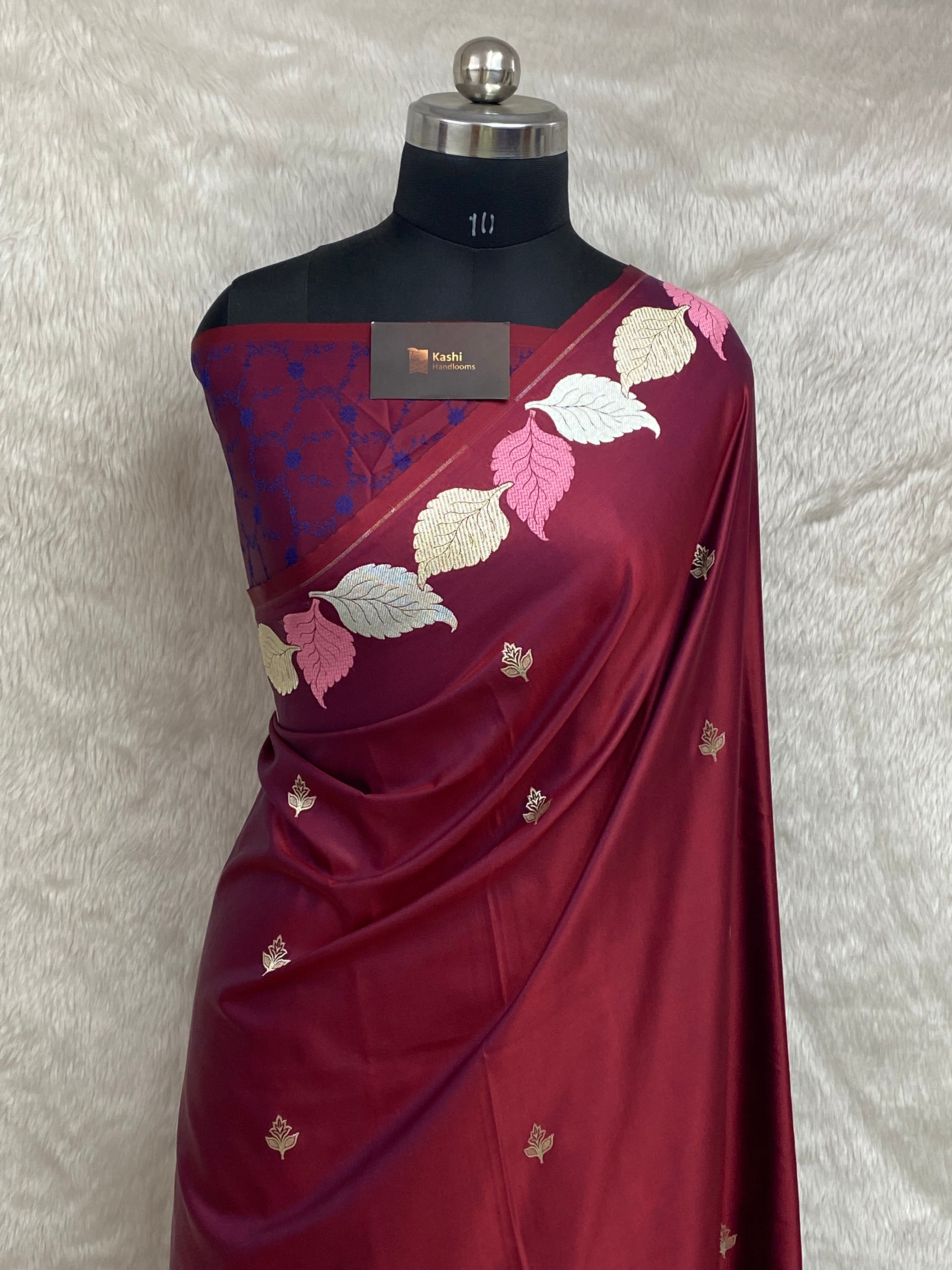 Wine Mashru Silk Banarasi Saree