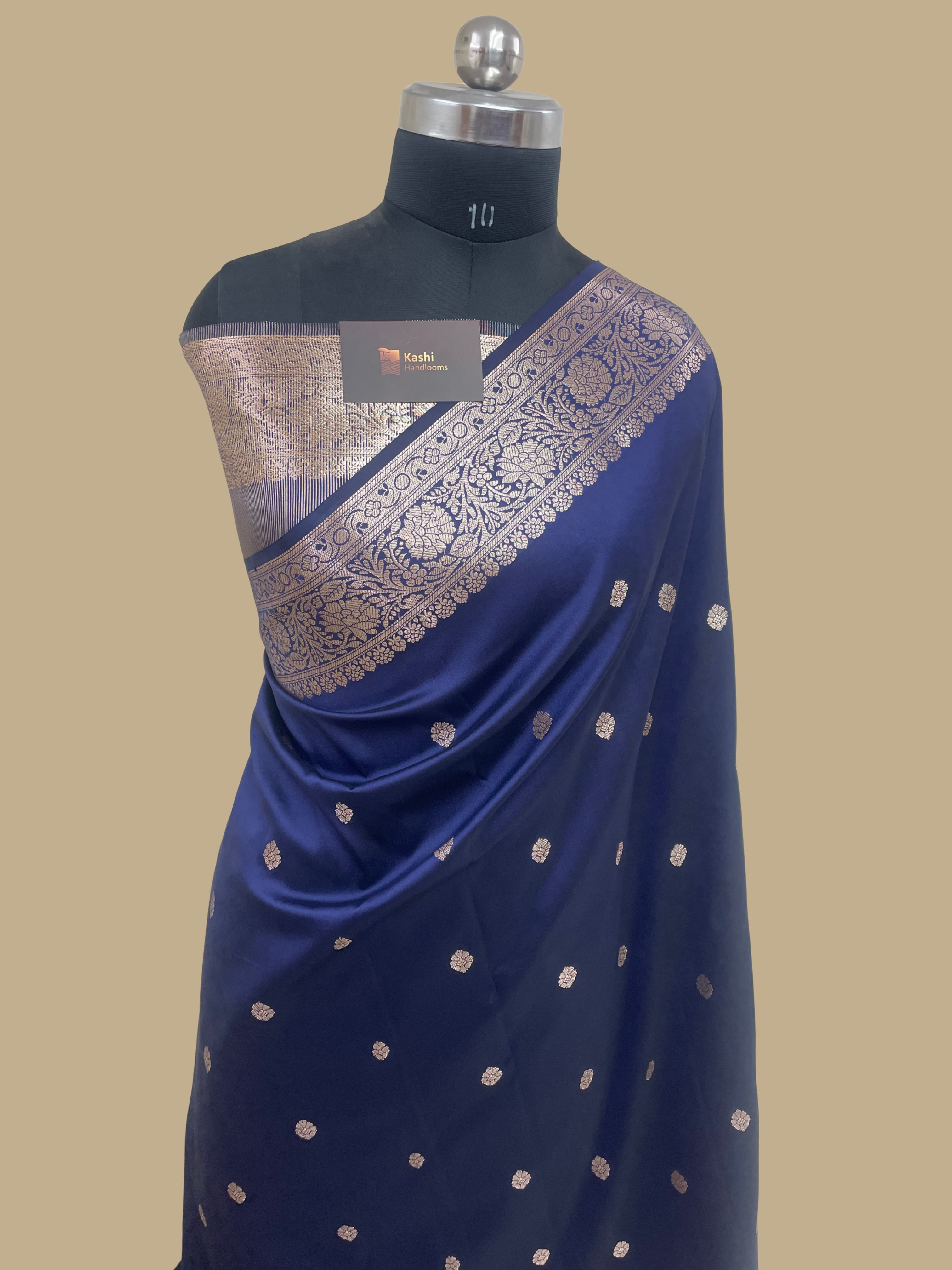 Navy blue chiniya silk banarasi saree