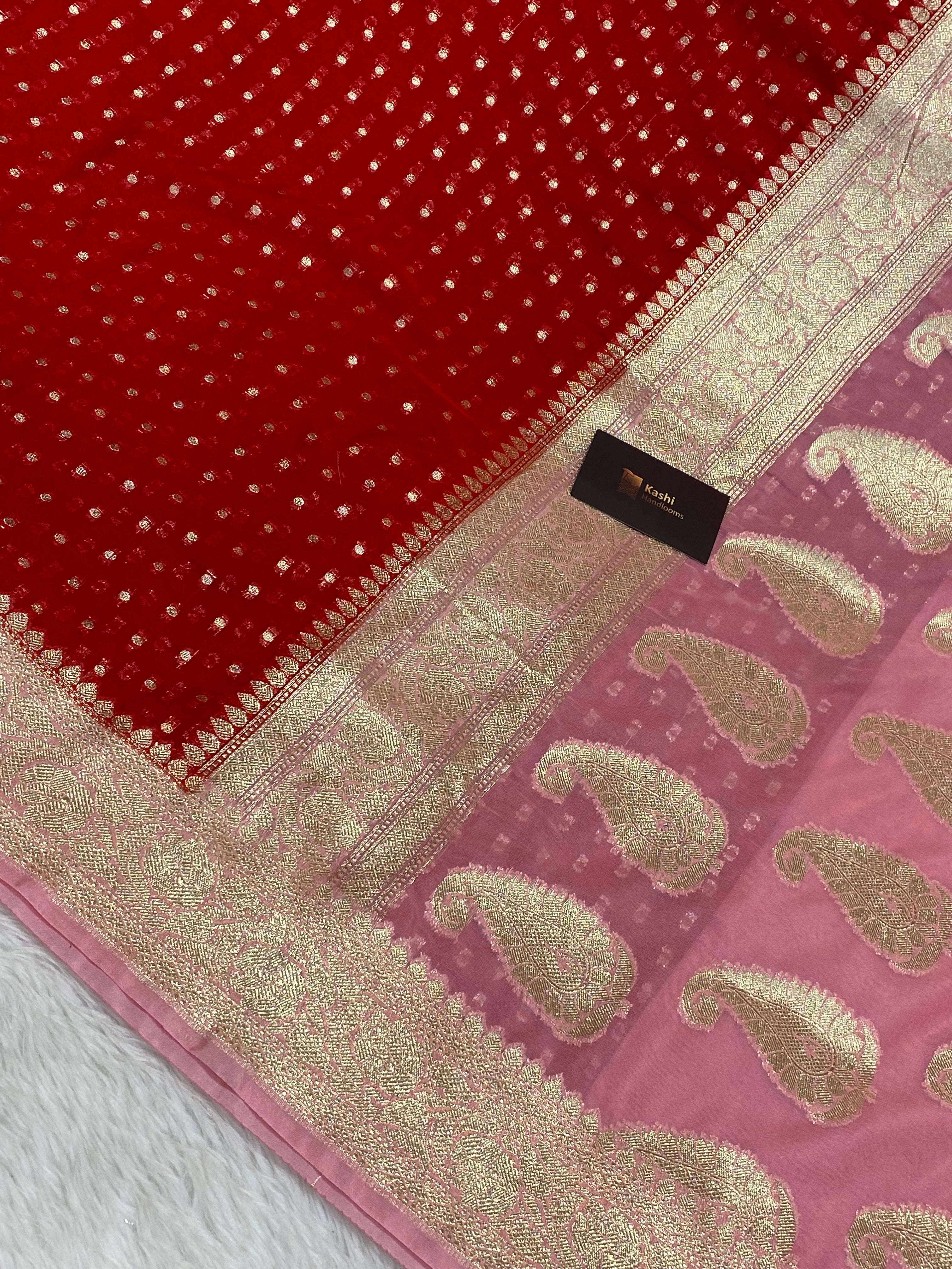 Red Semi Georgette Banarasi Saree