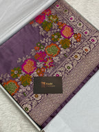 Pachmina dark Lavender colour mashru silk banarasi saree