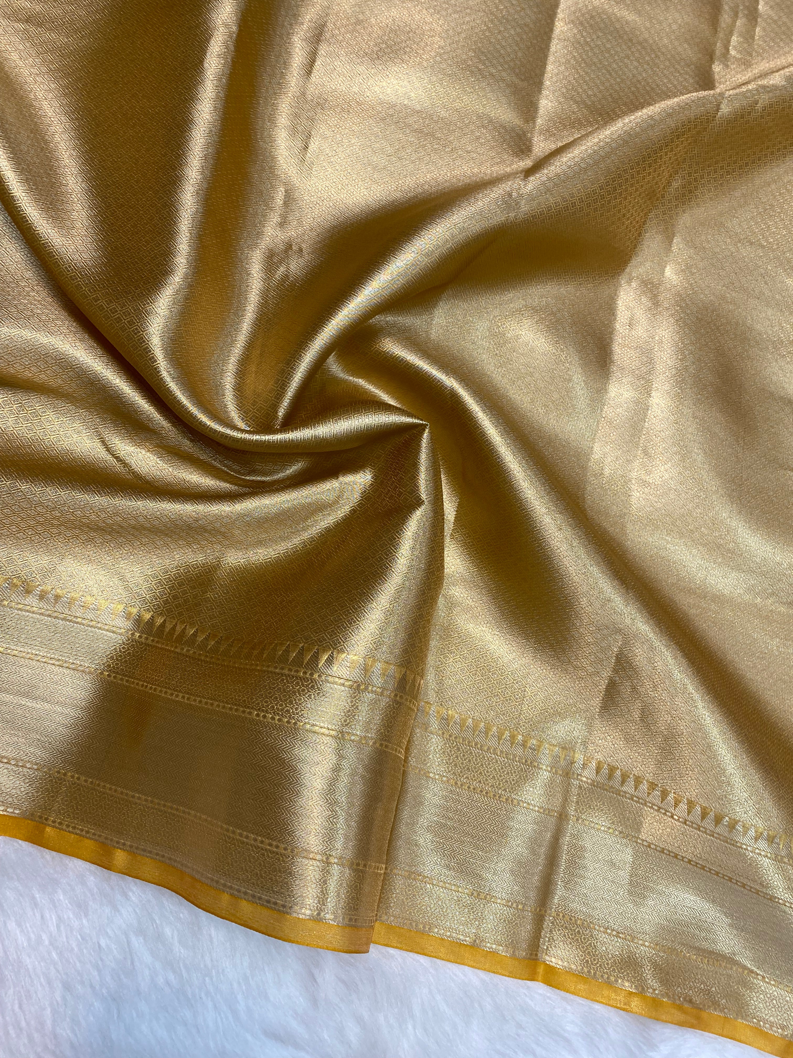 Pure Tissue Mustard Silk Banarasi Saree