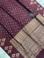 Wine gorgette silk banarasi saree