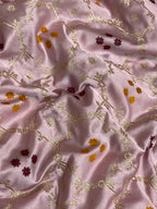 Light peach mashru silk banarasi saree with golden zari border