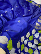 Blue color mashru silk banarasi saree
