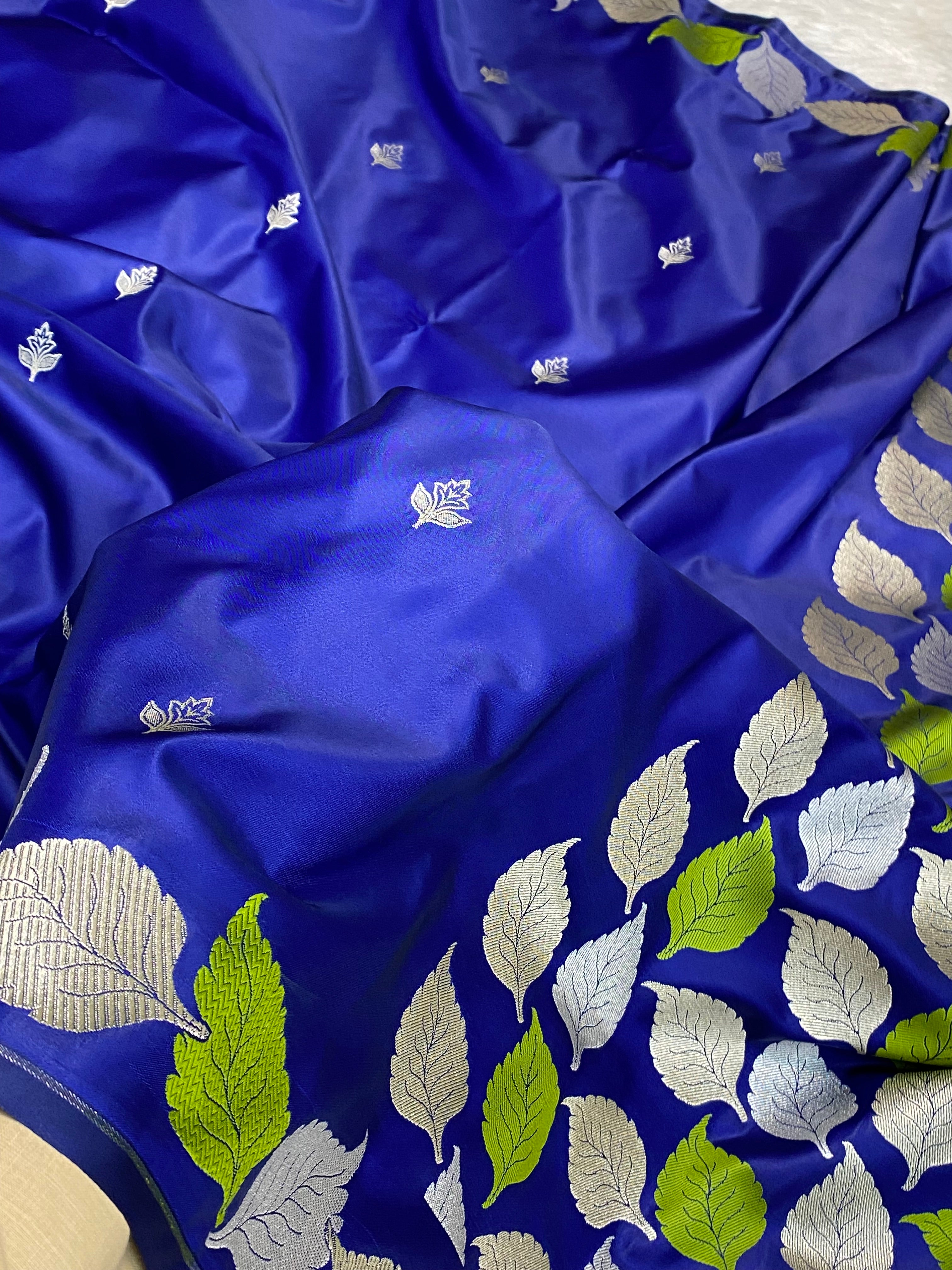 Blue color mashru silk banarasi saree