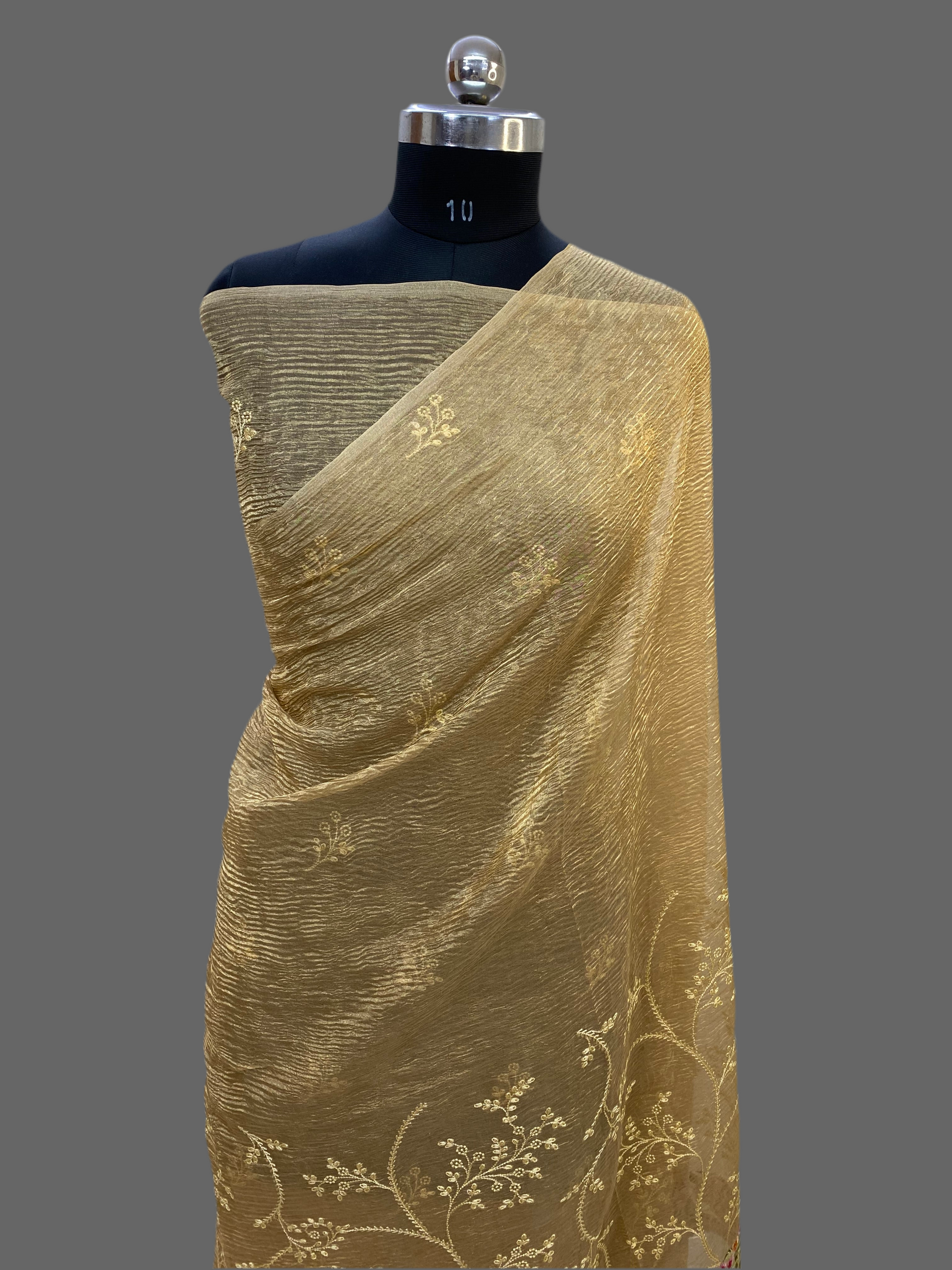 Pure Tissue Silk with hand Lace work Embroidery Banarasi Saree