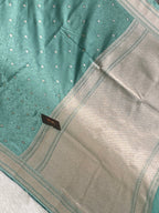 Sea green mashru silk tanchhui Banarasi saree