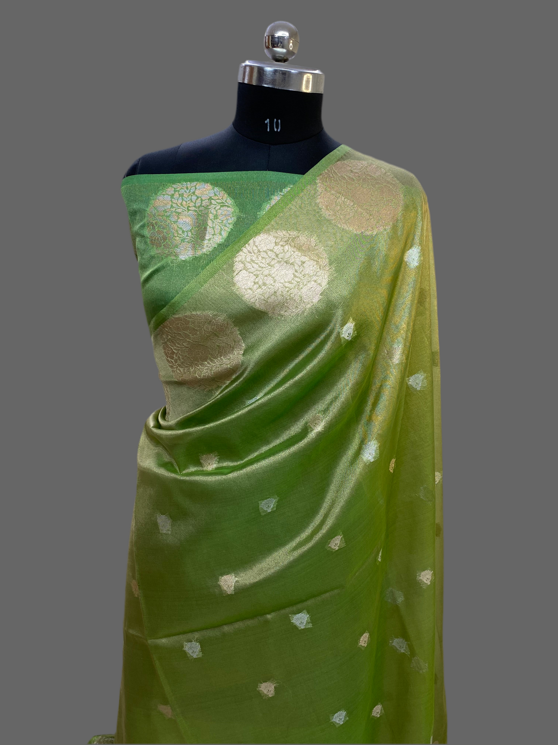 Pista-Green Tissue Silk Banarasi Saree