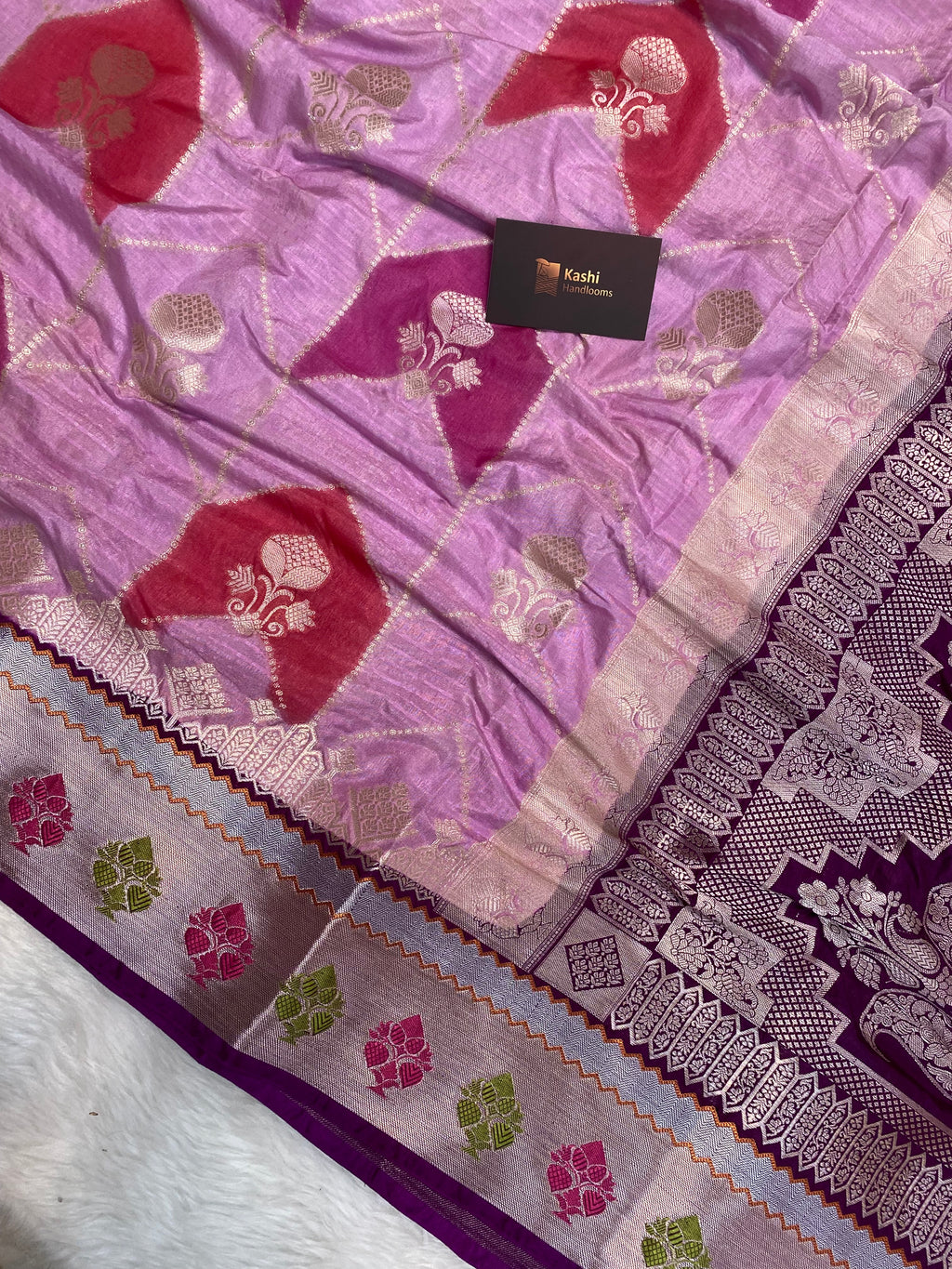 Pink Raw silk banarasi saree