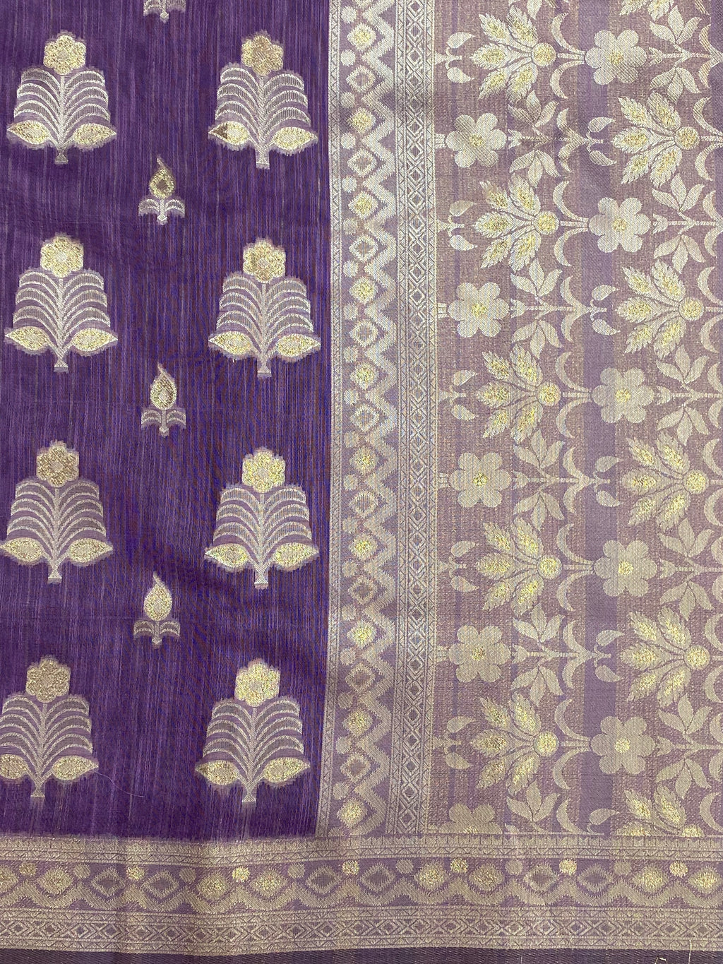 Lavender Cotton Alfi Banarasi Saree