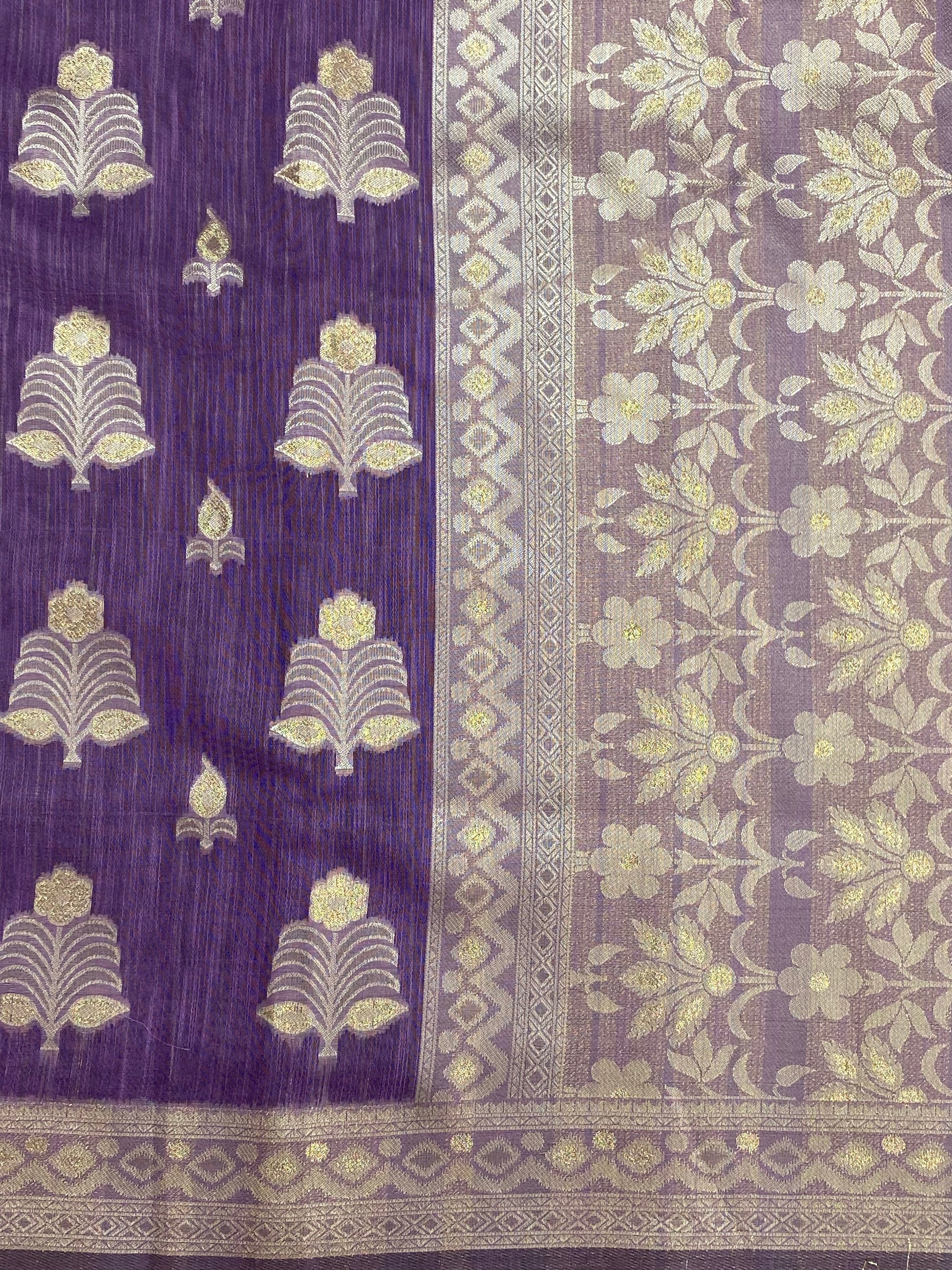 Lavender Cotton Alfi Banarasi Saree