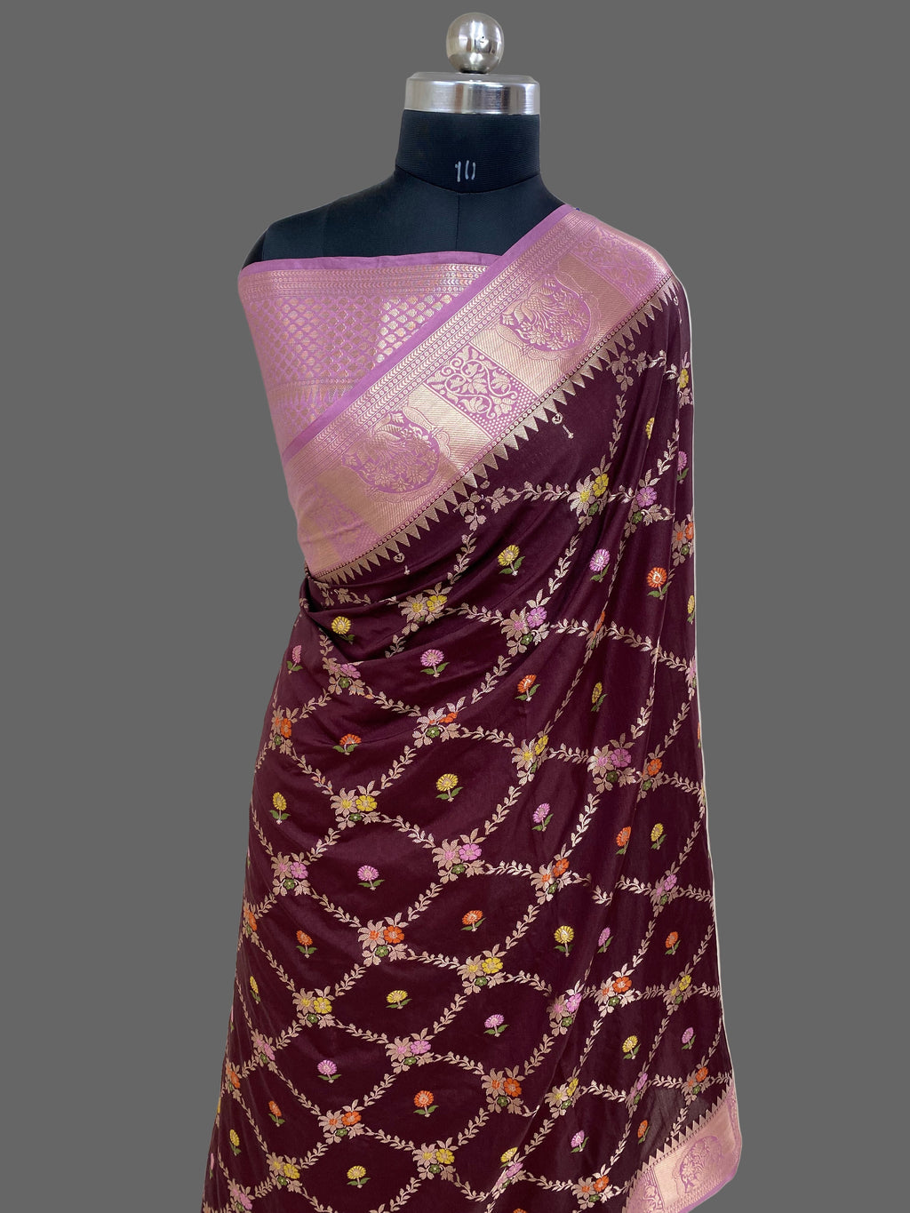 Wine Katan Silk Banarasi Saree
