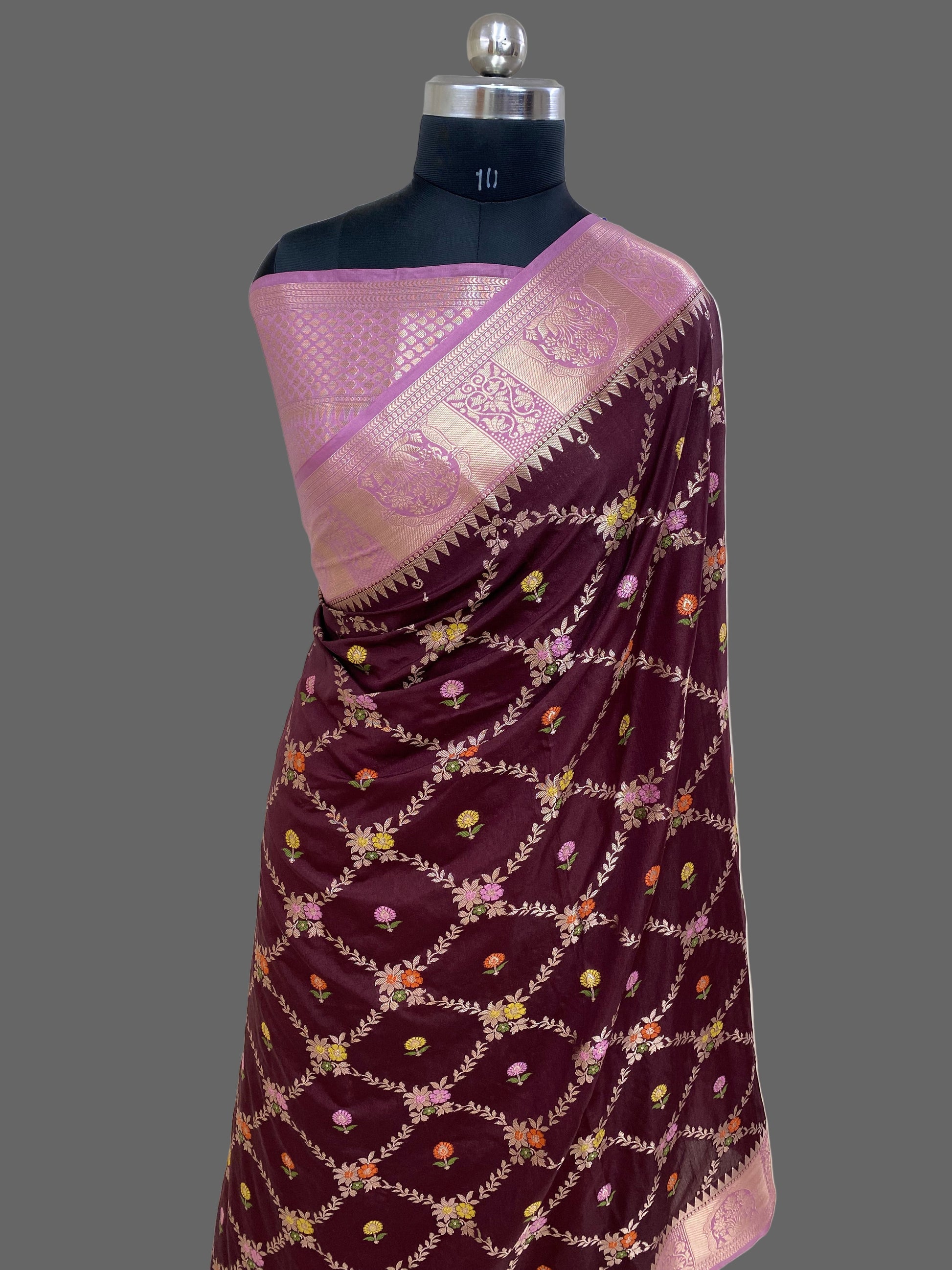 Wine Katan Silk Banarasi Saree