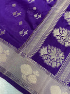 Purple semi Raw mango Banarasi saree