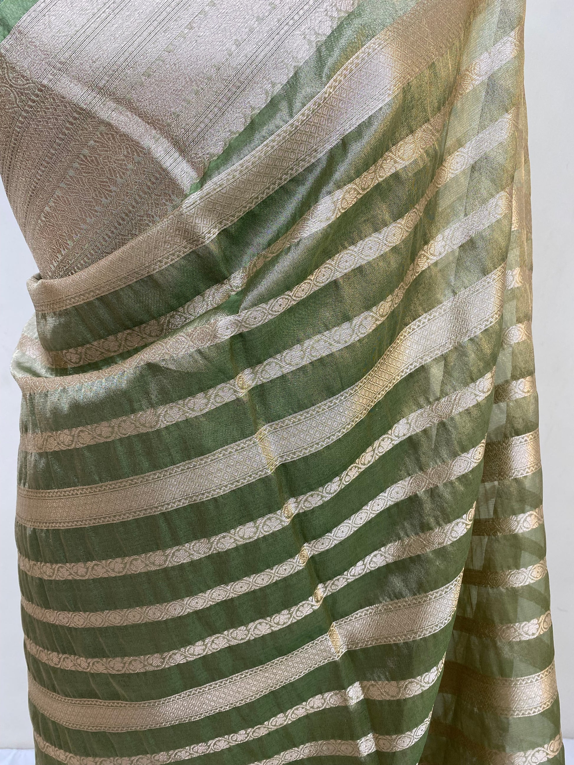 Pista Green Tissue Silk Banarasi Saree