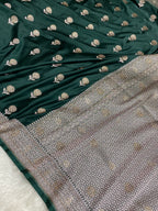 Bottle green colour mashru silk Banarasi saree