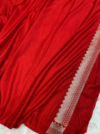 Red colour mashru silk Banarasi saree with butaa