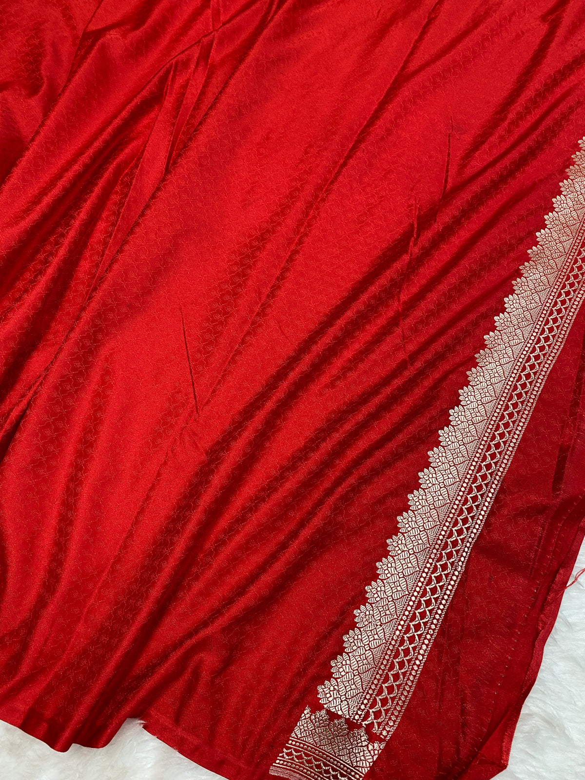 Red colour mashru silk Banarasi saree with butaa