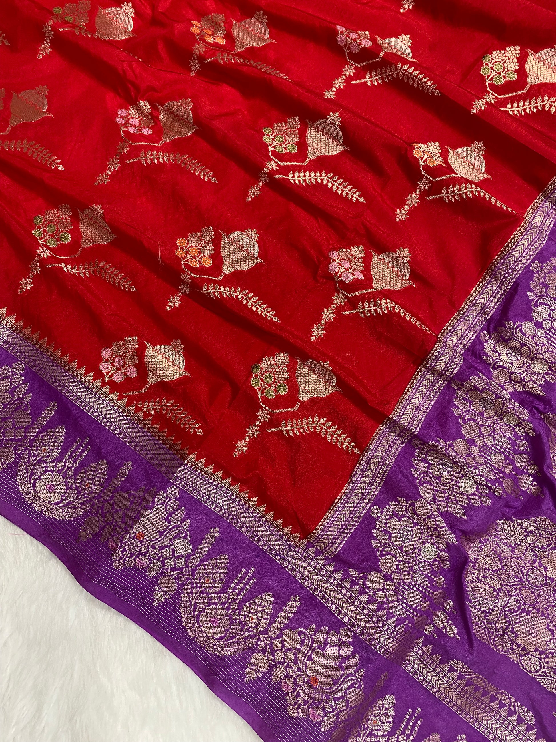 Red Katan Silk Banarasi Saree