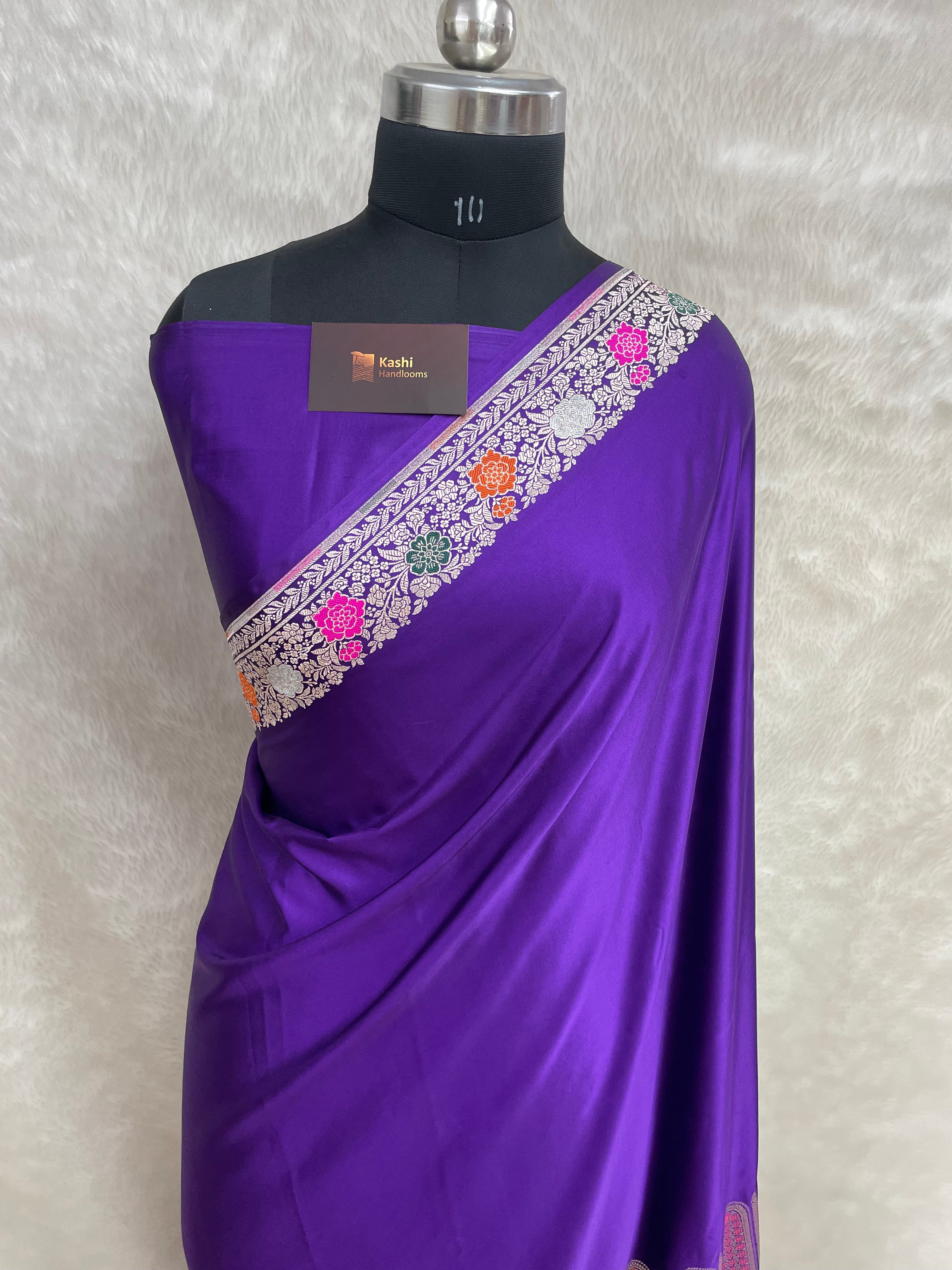 Purple Mashru Silk Banarasi Saree