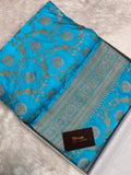 Sky blue mashru silk banarasi saree