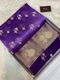 Purple semi Raw mango Banarasi saree