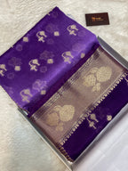 Purple semi Raw mango Banarasi saree