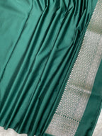 Bottle green mashru silk banarasi saree